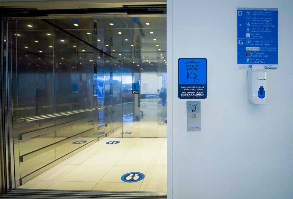 Abudhabi airport touch-less elevators