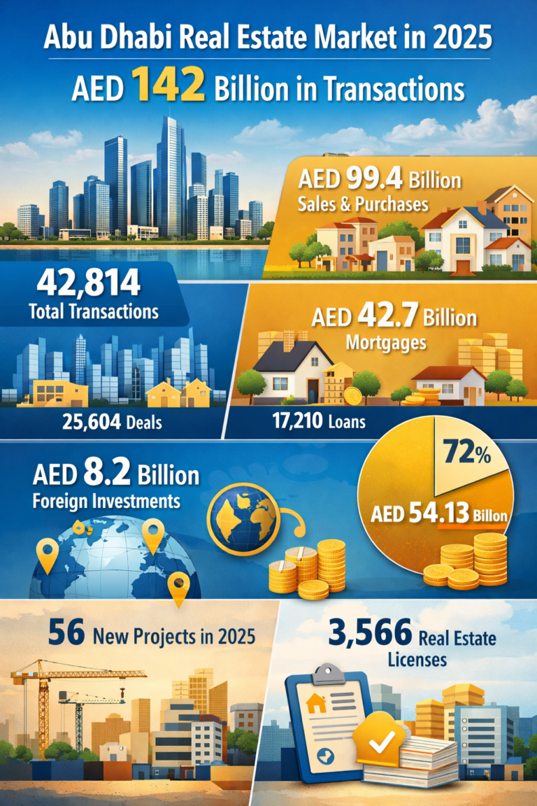 Abu Dhabi Property Deals Reach AED142bn in 2025