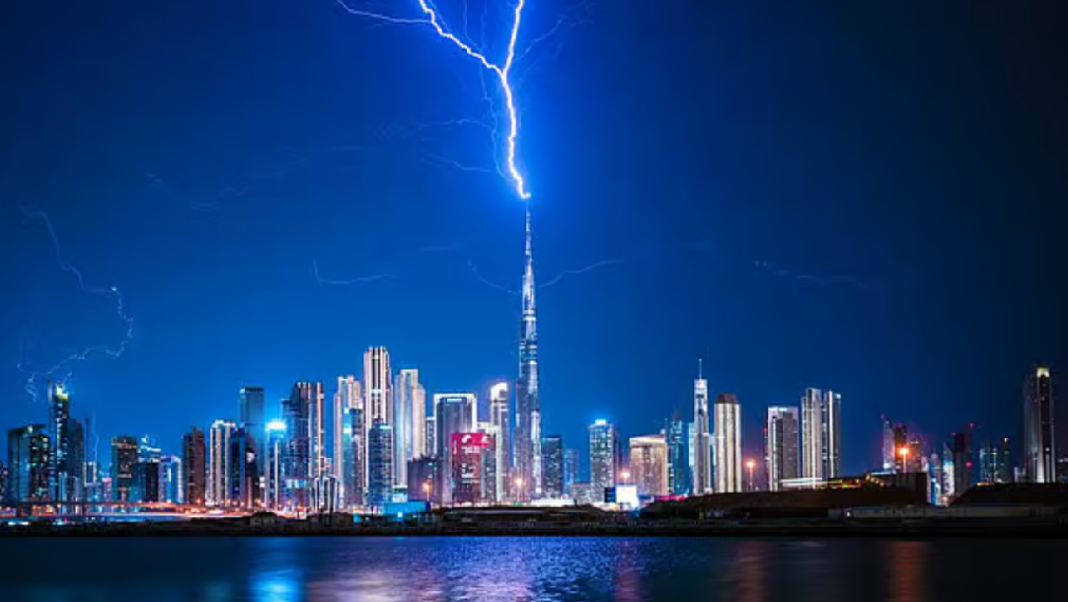 Rain and Rhythm as Rolling Storm Rattles Dubai Night Rain and Rhythm as Rolling Storm Rattles Dubai Night